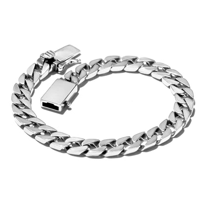 MaicuQ Solid 925 Sterling Silver Chain Bracelet For Men Women 8mm Heavy Silver Cuban Link Bracelet For Mens 7.5-8.3inch Premium Quality Fine Mens Bracelets Come With Gift Box (Silver 8.7 in)