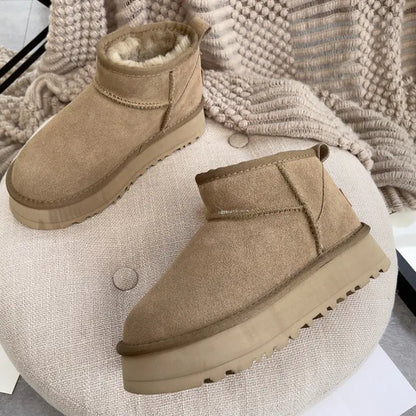 Women's Thick-soled Winter Boots - Warm Short Ankle Shoes