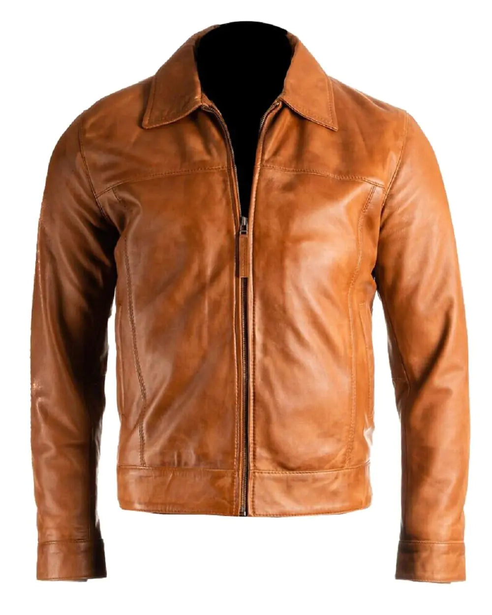 Isaac & David Chicago Mens Classic Tan Lambskin Leather Classic Open Bottom Jacket Motorcycle Vintage Racing Jacket (US Alpha 4X-Large Regular Regular Tan)