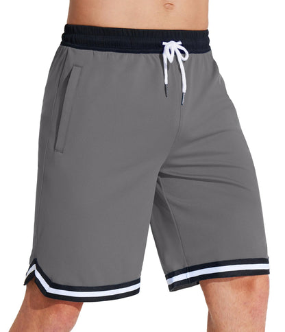 MAGCOMSEN Mens Athletic Shorts 10 Basketball Shorts Quick Dry with Pockets Lightweight Shorts for Workout Gym Grey/Black M