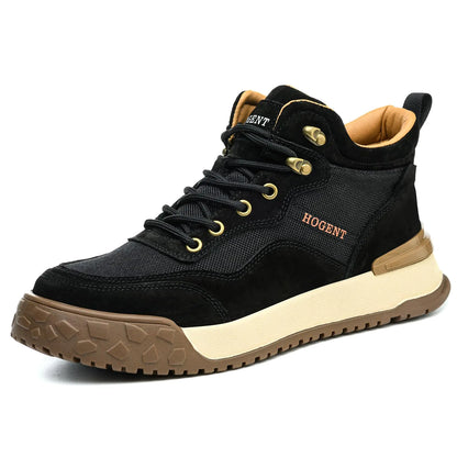 Hogent Steel Toe Work Boots for Men Comfortable Mens Work Safety Boots Leather Boots for Construction Indestructible Welding Shoes Working Boots for Men Black