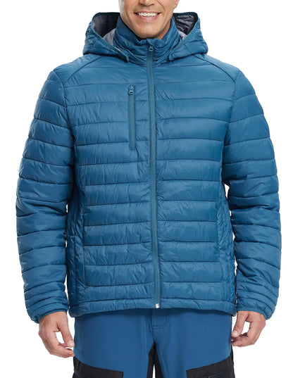 fit space Mens Puffer Jacket Down Synthesis Lightweight Hiking Jacket Winter Warm Coat Quilted Water Resistant Packable (Navy 3X-Large)