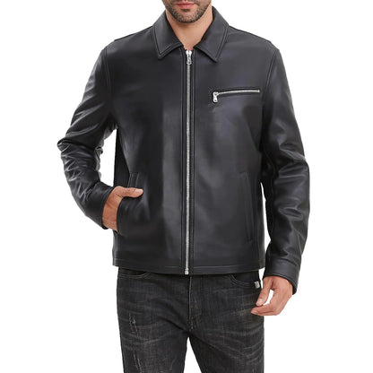 SILVER FASHIONS Lambskin Mens Leather Jacket Casual Style-The Fashion Leather Jacket Men(as1 alpha l regular regular BLACK)