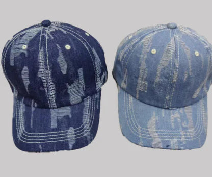 Curved Brim Baseball Cap with Color Block Design