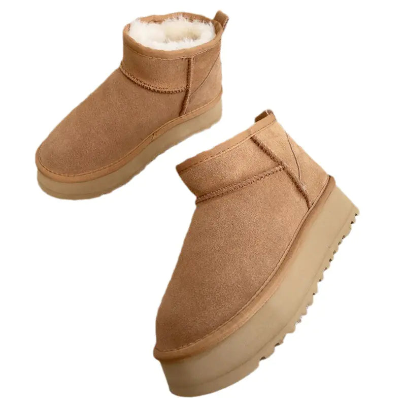 Women's Thick-soled Winter Boots - Warm Short Ankle Shoes