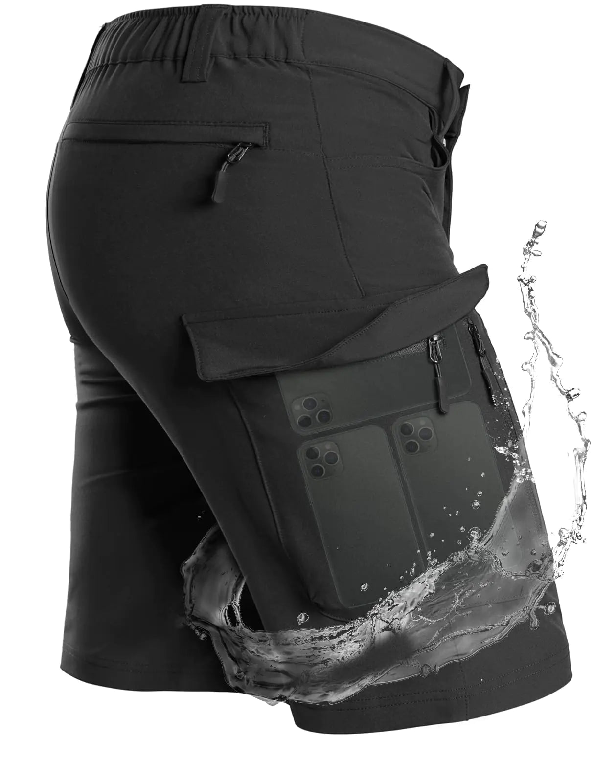 Moosehill Mens Hiking Cargo Shorts with 7 Pockets Quick Dry for Casual Work Tactical Fishing Camping Summer Stretch Waterproof（Dark Blue Shorts30）