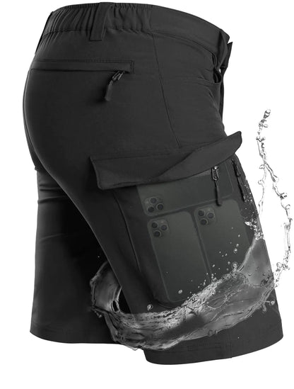 Moosehill Mens Hiking Cargo Shorts with 7 Pockets Quick Dry for Casual Work Tactical Fishing Camping Summer Stretch Waterproof（Dark Blue Shorts30）