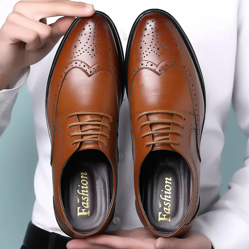 New Spring Men's Business Brogue Shoes - Breathable Style