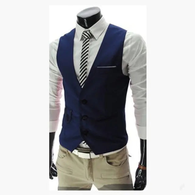 Men's Slim Fit Business Casual Cotton Polyester Vest