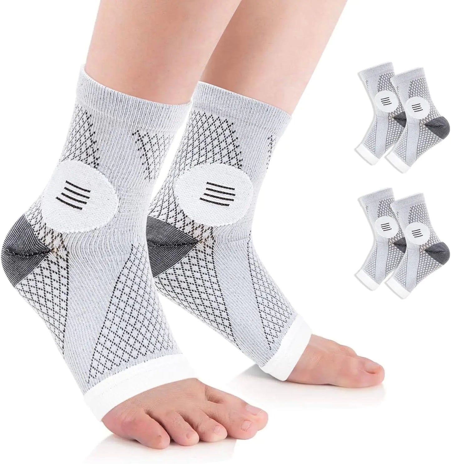 2 Pair Neuropathy Socks for Women Men Plantar Fasciitis Sock Neuropathy Pain Relief Socks for Feet Ankle Compression Socks for Neuropathy Pain Ankle Brace for Sprained Ankle (M)
