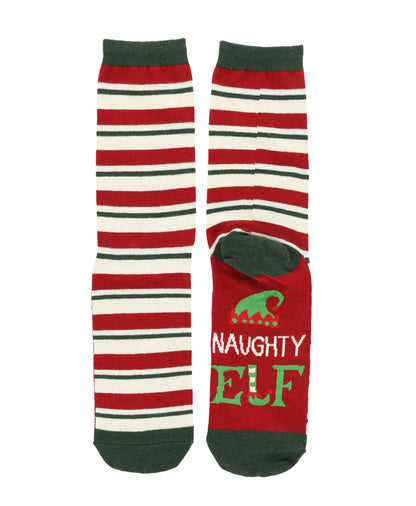Lazy One Men and Womens Novelty Crew Socks Funny Crew Socks For Men and Women Christmas Socks (Naughty Elf Men)