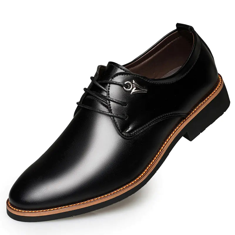 Men's Black Leather Brogue Shoes for Business & Casual