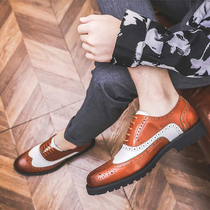 Men's Color Block Brogue Business Casual Shoes